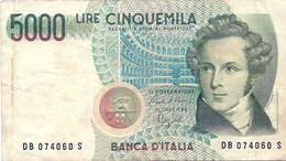 5.000  LIRE - VINCENZO  BELLINI  - Anno 1996   -  D.M. 4  Genn.1985  -  Firme:  CIAMPI / SPEZIALI. - 5000 Liras