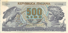 BANCONOTA  Da  500  Lire - Serie  MEDUSA  -  Legge 31.3.1966  N. 171 E D:M: 23.2.1970  N: 22516. - 500 Lire