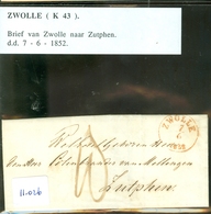 HANDGESCHREVEN BRIEF Uit 1852 Gelopen Van ZWOLLE Naar ZUTPHEN (11.026) - ...-1852 Vorläufer