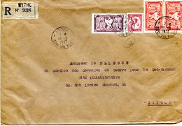 Indochine - Grande Lettre Recommandée De Mytho à Saigon - 1951 - (L154) - Covers & Documents