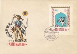 NATIONAL PHILATELIC EXHIBITION, MESSENGER, SPECIAL COVER, 1966, ROMANIA - Briefe U. Dokumente