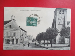 CPA 95 MOISSELLES EGLISE ET MAIRIE RESTAURANT - Moisselles