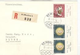 Switzerland Registered Cover With Olympic Stamps And Cancel From 30.1.48 The Opening Day Of The Games - Hiver 1948: St-Moritz