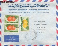 LIBAN BEYROUTH LETTRE CACHET LEBANON BEIRUT SOCIETE GERMANO PROCHE ORIENTALE - Lebanon