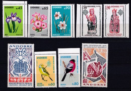 ANDORRE  N° 234 à 242  NEUF** LUXE  MNH   ANNEE  COMPLETTE  1974 - Full Years