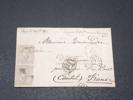 ESPAGNE - Enveloppe De Malaga Pour La France En 1872 , Affranchissement Plaisant - L 17115 - Brieven En Documenten