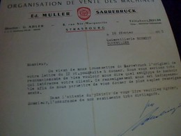 Facture Organisation  De Vente Des Machines Ed Muller  A Sarrebruck  Annee 1955 Ecrit  En Francais - 1950 - ...