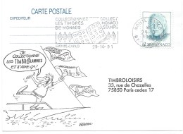 CARTE POSTALE / TIMBROFLAMMES / MONTE CARLO 1991 / FLAMME COLLECTIONNEZ LES TIMBRES DE MONACO - Cartas & Documentos