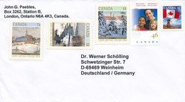 Kanada Brief Nach BRD 46 C. Kinder + 38+44+76 C. Seasons Greetings Landschaften + 47 C. Geschnitten Fahne - Lettres & Documents