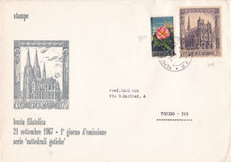 San Marino 1967 Cover To Torino Italy - Busta Filatelica Cattedrali Gotiche - Briefe U. Dokumente