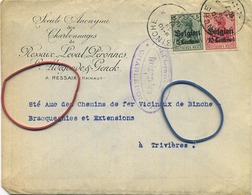 Old Enveloppe : Charbonages De Ressaix-Leval-Péronnes ( 2 Scans )  Binche ( Timbres Deutches Reich ) - Letter Covers