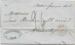 LETTRE 1859 AVEC CACHET D'ENTREE ROUGE SICILES MARSEILLE - Entry Postmarks
