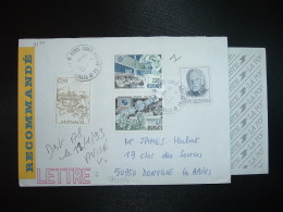 LR TP RAINIER 15,00 + EUROPA 2,30 + EUROPA 3,20 + TP 0,70 OBL.8-1 1993 MONTE-CARLO MOULINS GA (GUICHET ANNEXE) - Cartas & Documentos