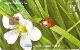 ISN-071 TARJETA DE ESPAÑA DE ISERN DE UNA MARIQUITA SERIE INSECTOS Nº2 PARA HOSPITALES - Marienkäfer