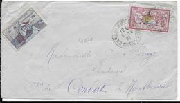 1921 - MAROC - 1F MERSON SEUL SUR LETTRE Par AVION Avec VIGNETTE GUYNEMER De CASABLANCA => CONDAT - 1960-.... Storia Postale