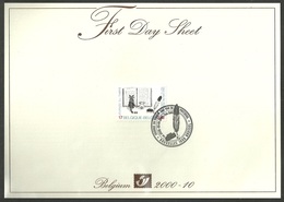 BELGIUM 2000 STAMP DAY CAT RABBIT & BOOK LUXURY FIRST DAY SHEET FDC - 1991-2000