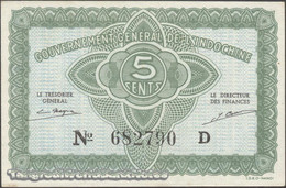 TWN - FRENCH INDO-CHINA 88a - 5 Cents 1942 Serial # Format 123456X - Suffix D - Signatures: Mayet & Cousin XF+ - Indochina