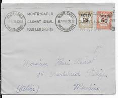 1938 - MONACO - ENVELOPPE De MONTE CARLO Avec MECA => MOULINS - Lettres & Documents