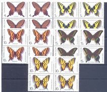 1987. USSR/Russia, Red Book, Butterflies, Issue II,  4 Sets In Blocks Of 4v,  Mint/** - Nuevos