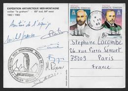 Antarctique - Expédition Terre De Grahan - Voilier Graham Avec Signatures De L'équipage - Storia Postale