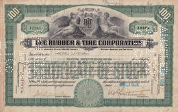 Certificate Of Stock 100 Shares Lee Rubber & Tire Corporation 1928 United States - Non Classés