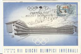 Italy Olympic Postcard With Olympic Machine Cancel Icehockey 29.1.1956 - Hiver 1956: Cortina D'Ampezzo