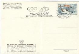 Italy Olympic Postcard With Olympic Machine Cancel Artistic Skating Women 31.1.1956 - Winter 1956: Cortina D'Ampezzo