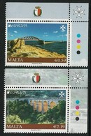 MALTA  -EUROPA 2018 - PUENTES.- BRIDGES - BRÜCKEN - PONTS".- SERIE De 2 V.CANTO HOJA - 2018