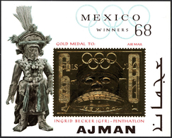 22054 Adschman / Ajman: 1968/1972, GOLD/SILVER ISSUES, U/m Assortment Of 30 Stamps And 68 Souvenir Sheets/ - Adschman