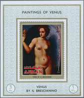 22066 Adschman / Ajman: 1971, Nude Paintings By TITIAN (mostly Venus Etc.) Set Of Eight Different Imperfor - Ajman