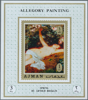 22068 Adschman / Ajman: 1971, Paintings By Famous Masters (Allegory Paintings From Böcklin, Bellinig, Gaug - Adschman