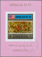 22069 Adschman / Ajman: 1972, APOLLO 11 To 17 Four Different Imperforate Special Miniature Sheets In Diffe - Adschman