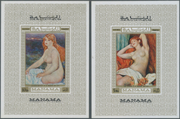22077 Adschman - Manama / Ajman - Manama: 1970, PAINTINGS (nude Paintings By Renoir) Set Of Six Different - Manama
