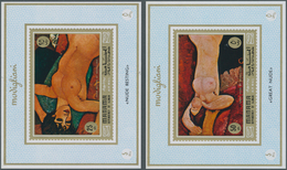 22087 Adschman - Manama / Ajman - Manama: 1971, PAINTINGS (nude Paintings By Modigliani) Set Of Six Differ - Manama