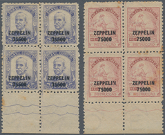 22299 Brasilien: 1930/1932, Zeppelin Airmail Stamps, Group Of Three Block Of Four: RHM Nos. Z-2, Z-12, Z-1 - Autres & Non Classés