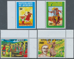 22334 Burundi: 1992, Traditional Dances Complete Set Of Four In A Lot With 750 Sets Mostly In Large Blocks - Neufs