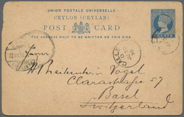 22367 Ceylon / Sri Lanka: 1880's-1900's: Group Of 18 Postal Stationery Cards, Envelopes And Wrappers, 16 O - Sri Lanka (Ceylon) (1948-...)