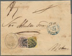 22482 Cuba: 1858/1867: Group Of 5 Letters, One With 1 Onza Black On Rose And 1/2 Onza Black On Yello, The - Andere & Zonder Classificatie