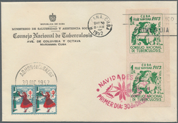 22490 Cuba: 1947/1955, Lot Of 14 F.d.c. With Charity Labels And Souvenir Sheets "Tuberculosis Fighting", O - Autres & Non Classés