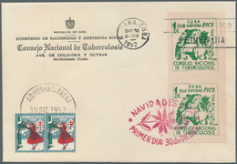 22490 Cuba: 1947/1955, Lot Of 14 F.d.c. With Charity Labels And Souvenir Sheets "Tuberculosis Fighting", O - Andere & Zonder Classificatie