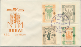 22512 Dubai: 1963/1966 (ca.), Accumulation With 76 FIRST DAY COVERS Incl. Many Complete Sets, Imperforate - Dubai