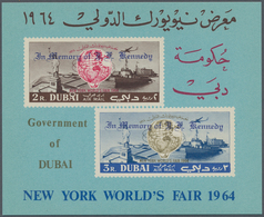 22513 Dubai: 1963/1964 (ca.), Accumulation In Album With Miniature Sheets And Part Panes With Many In Larg - Dubai