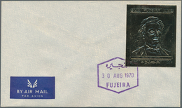 22608 Fudschaira / Fujeira: 1970/1972, GOLD ISSUE 2r. "Abraham Lincoln" Imperforate, Six Unaddressed Envel - Fujeira