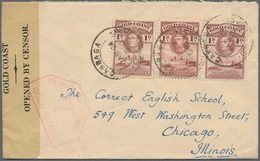 22633 Goldküste: 1894/1952: 36 Interesting Envelopes, Picture Postcards And Postal Stationeries Including - Goudkust (...-1957)