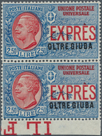 22869 Italienisch-Djubaland: 1926, Victor Emanuel III. EXPRESS Stamp 2.50 Lire With Black Opt. 'OLTRE GIUB - Oltre Giuba