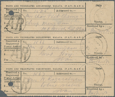 22937 Japanische Besetzung  WK II - Malaya: 1942/1946 (ca.), Accumulation With About 21 Mostly Formular It - Maleisië (1964-...)