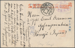 22964 Lagerpost Tsingtau: 1915/19, Ppc/cover (6 Inc. One Incoming From Germany To Tsingtau) POW Photograph - Deutsche Post In China