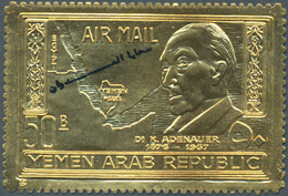 23056 Jemen: 1967/1971, GOLD STAMPS, Assortment Of 46 Gold Stamps Each With Presentation Folder (some Of T - Yémen