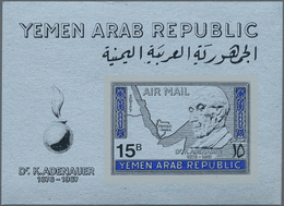 23059 Jemen: 1968, Konrad ADENAUER Imperf. Miniature Sheet 15b. On Silver Coloured Paper In A Lot With 30 - Yémen