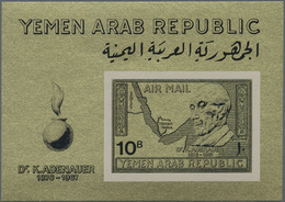 23060 Jemen: 1968, Konrad ADENAUER Imperf. Miniature Sheet With Different Denomination '10b.' (instead Of - Yémen